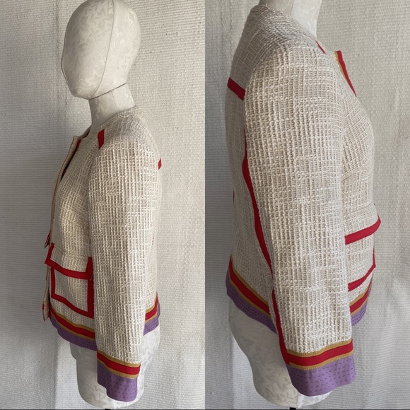 Tory Burch Chanel-Style Runway Tweed Piped Jacket - Picture 2 of 8